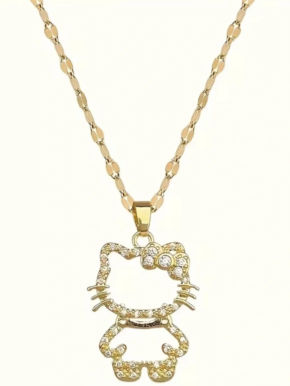 Girls Crystal Hello Kitty Cat Pendanty Necklace - Kids Jewelry